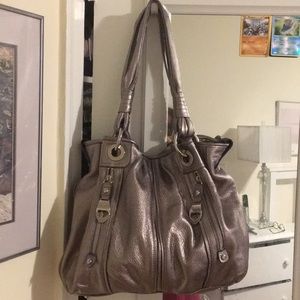 Bruce Makowsky silver leather shoulder bag
